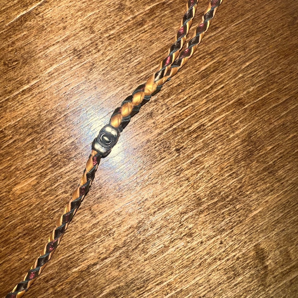 Gold Braided Kangaroo Leather Dog Show Lead - Picture 5 of 7